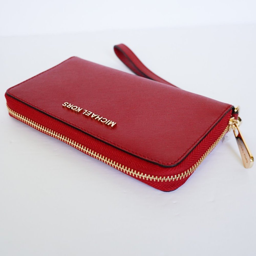 Michael Kors Jet Set L Phone Case Wristlet Red - Picture 3 of 7